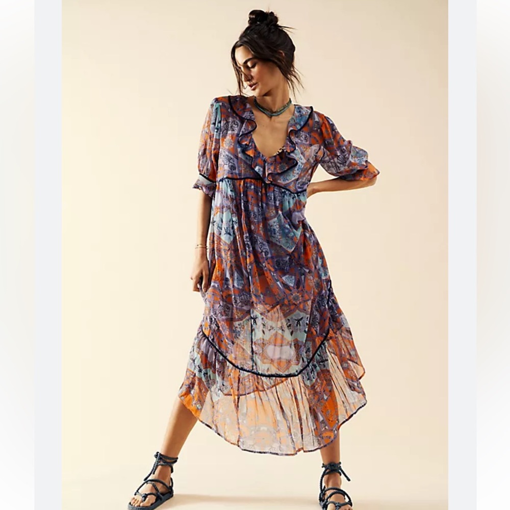 Free People Carmella Print Maxi Dress, NWT